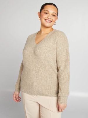 🧶 Дамски пуловер с V-образно деколте – до 6XL