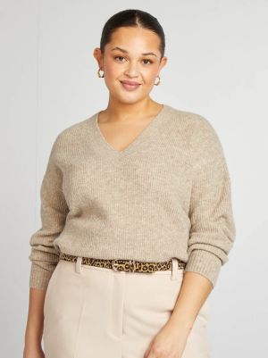 🧶 Дамски пуловер с V-образно деколте – до 6XL