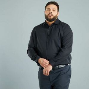 Голям размер мъжка черна риза