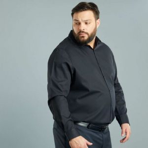 Голям размер мъжка черна риза