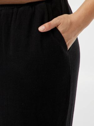 Прав ленен панталон с ластик на талията