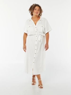 Рокля тип риза с къс ръкав и колан