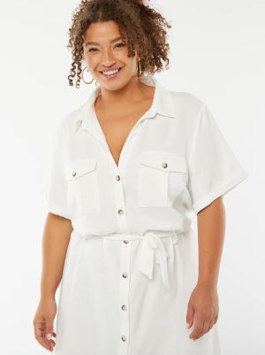 Рокля тип риза с къс ръкав и колан