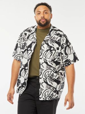 Ленена риза с къс ръкав голям размер