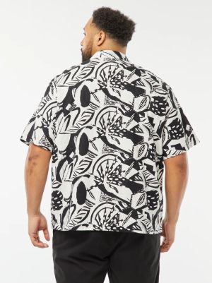 Ленена риза с къс ръкав голям размер