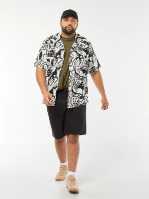 Ленена риза с къс ръкав голям размер