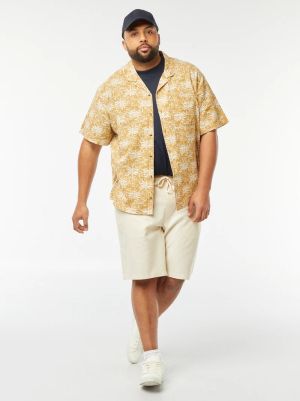 Ленена риза с къс ръкав голям размер