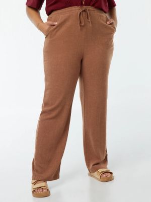 Прав ленен панталон с ластик на талията