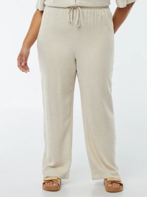 Прав ленен панталон с ластик на талията
