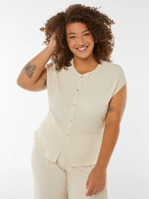 Туника без ръкави с вафлена плетка