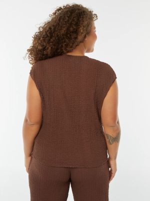Туника без ръкави с вафлена плетка