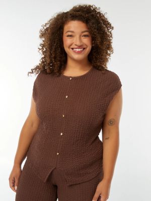 Туника без ръкави с вафлена плетка