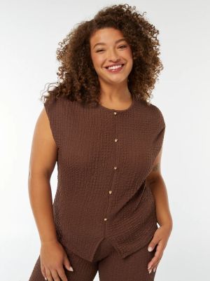 Туника без ръкави с вафлена плетка