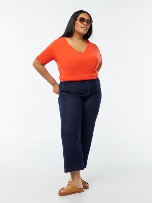 Голям размер дамска тениска с V-образно деколте