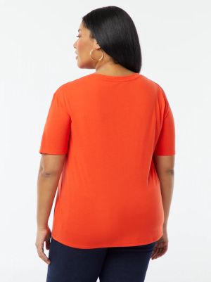 Голям размер дамска тениска с V-образно деколте