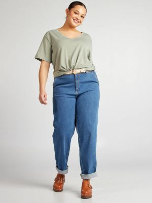 Голям размер дамска тениска с V-образно деколте