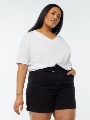 Къси дамски дънки с висока талия