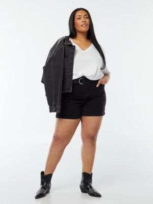 Къси дамски дънки с висока талия