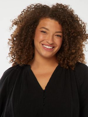 Блуза от памучен плат с бухнал ръкав