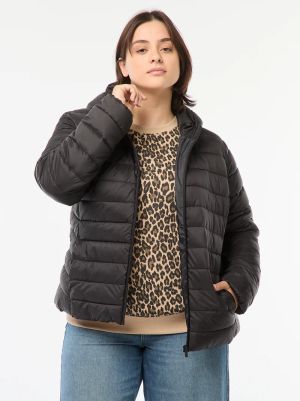 Дамско пухено яке с качулка 