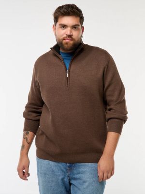 Голям размер мъжки пуловер с висока яка