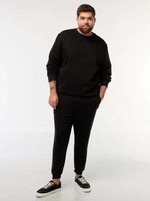 Голям размер мъжки суичър с обло деколте