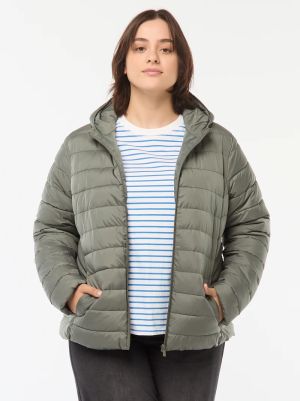 Дамско пухено яке с качулка 