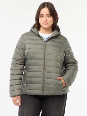 Дамско пухено яке с качулка 