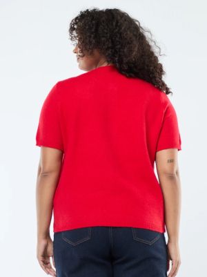 Елек с къс ръкав и флорална бродерия