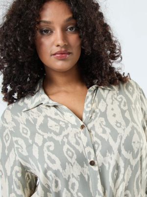 Дълга рокля тип риза с колан на талията