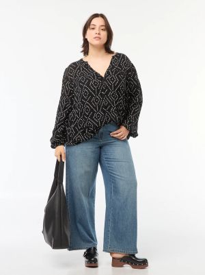 Свободно стояща блуза от креп ефект