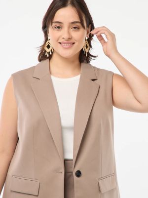 Голям размер дамска жилетка без ръкави "over size"