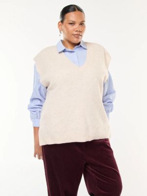 Дамско плетен пуловер без ръкави