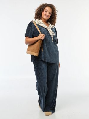 Блуза с къс ръкав от кадифе