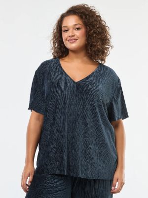 Блуза с къс ръкав от кадифе