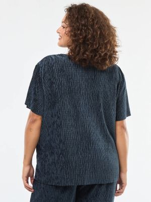 Блуза с къс ръкав от кадифе