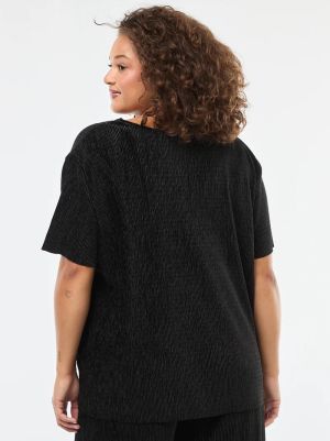 Блуза с къс ръкав от кадифе