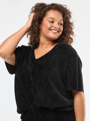 Блуза с къс ръкав от кадифе