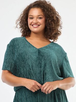 Блуза с къс ръкав от кадифе