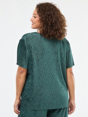 Блуза с къс ръкав от кадифе