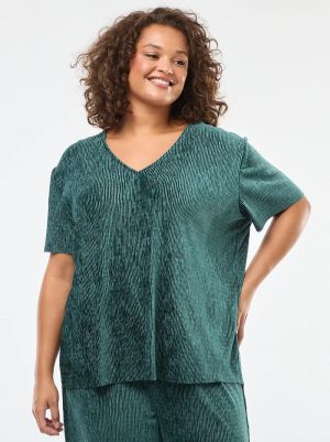 Блуза с къс ръкав от кадифе