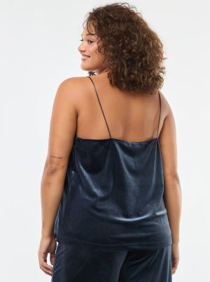 Кадифен потник с дантелен кант