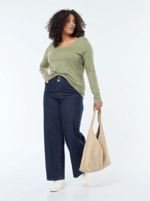 Голям размер тениска с дълъг ръкав от трико