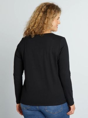 Голям размер тениска с дълъг ръкав от трико