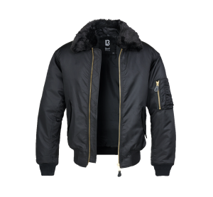 Мъжко зимно бомбър яке с кожена яка – до 7XL
