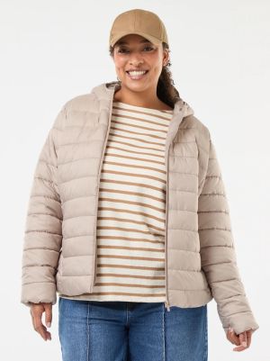 Дамско пухено яке с качулка 