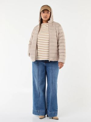 Дамско пухено яке с качулка 