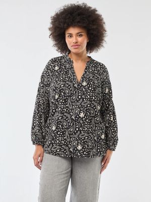 Голям размер дамска блуза с V-образно деколте