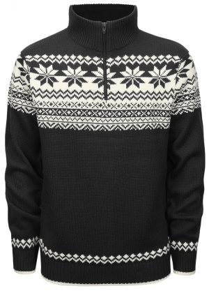 Мъжки плетен пуловер с висока яка с цип тип "Норвежки"