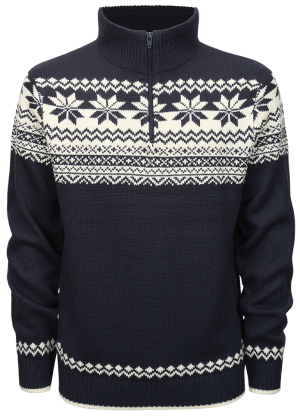 Мъжки плетен пуловер с висока яка с цип тип "Норвежки"